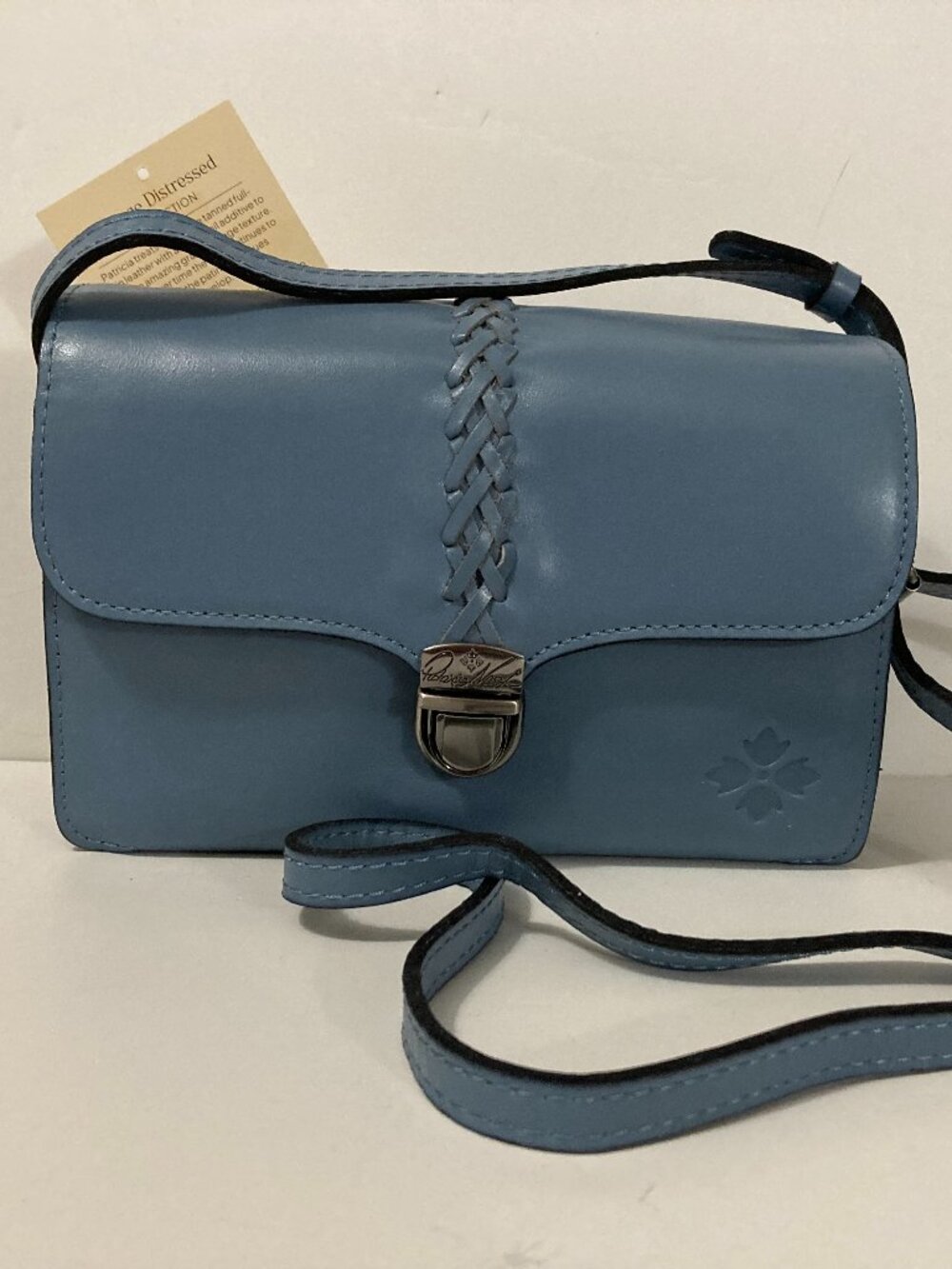 PATRICIA NASH Vintage Distressed Collection Bianco Blue Fog Leather Crossbody
